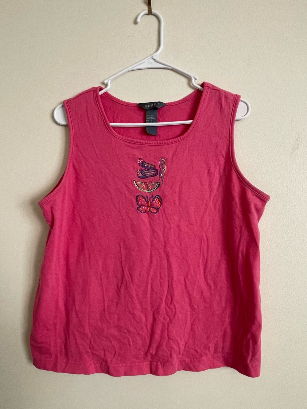 Pink Embroidered Tank Top
